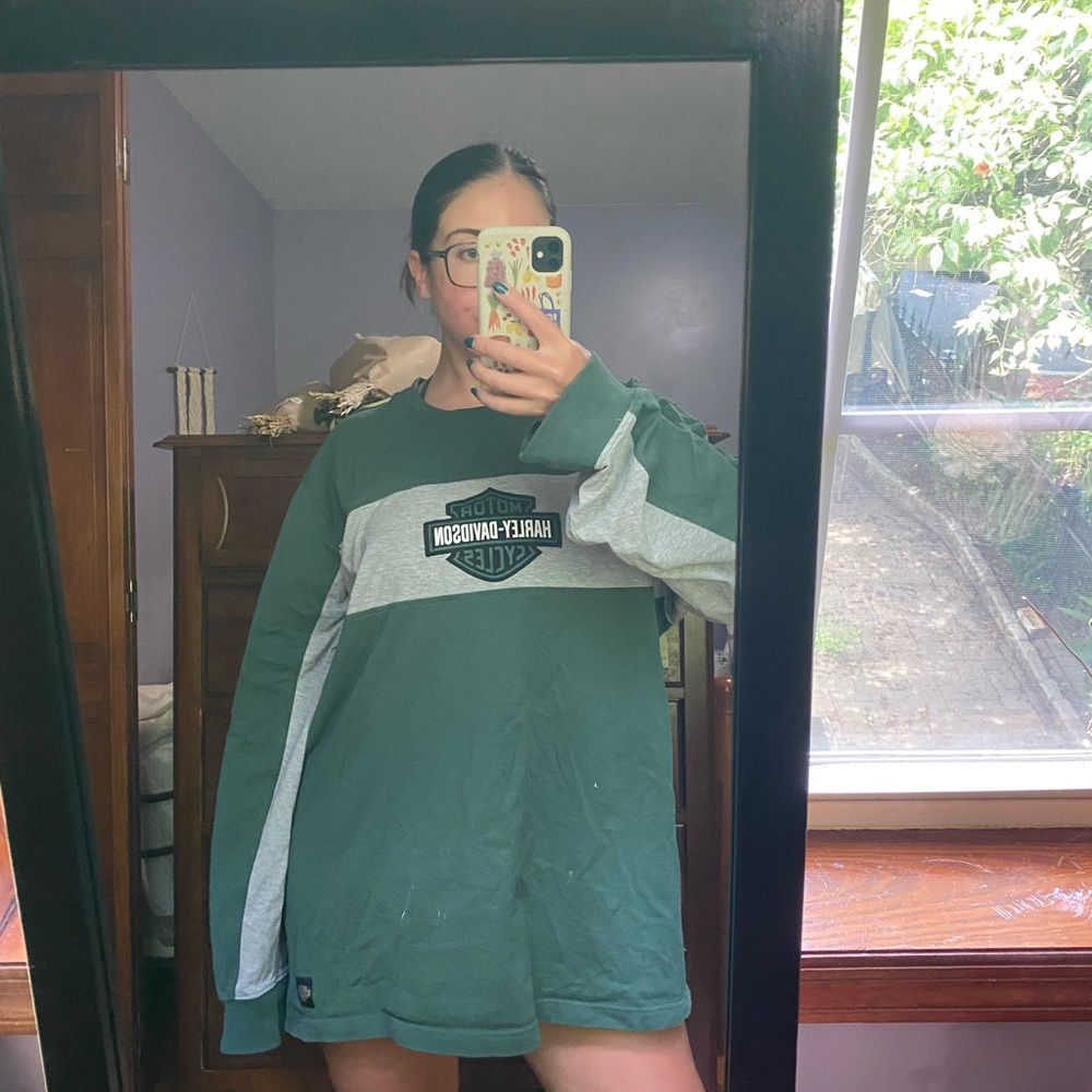 Harley-Davidson Forest Green and Light Gray Pullover